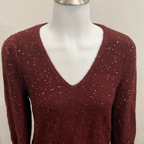 LOFT XS Women's Burgundy Sweater - Picture 2 of 10
